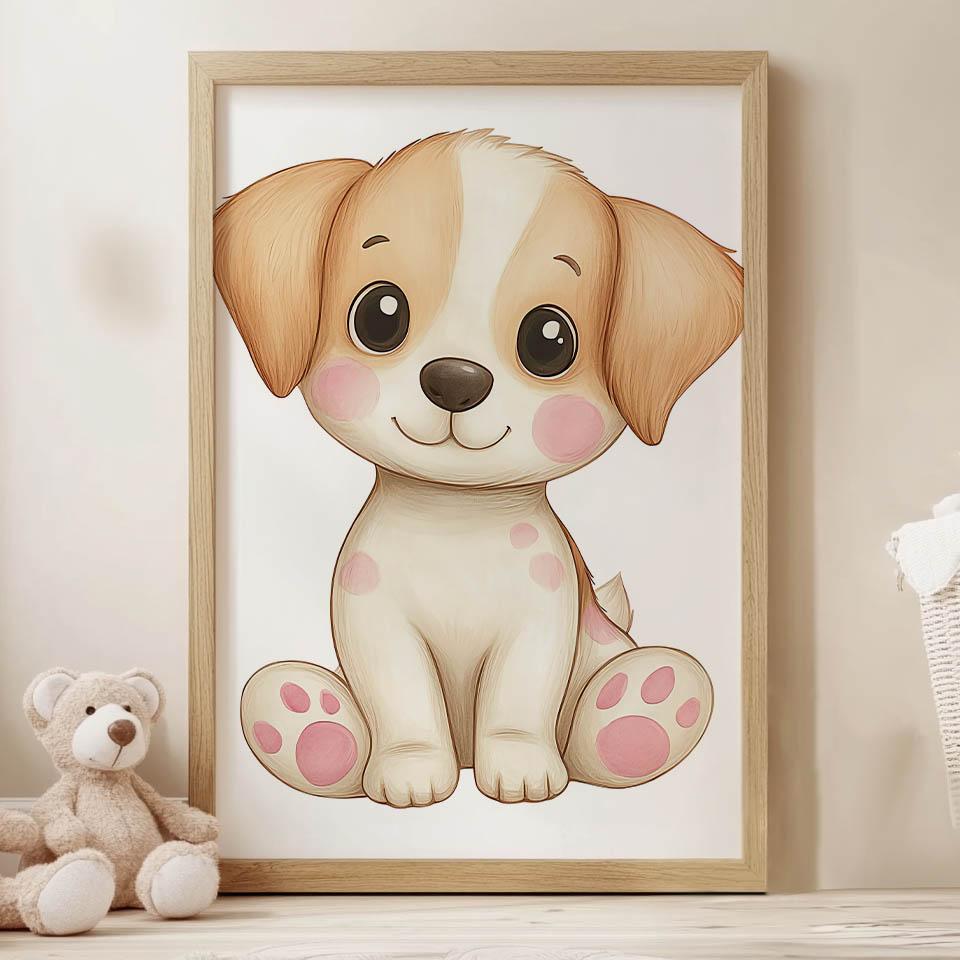 Plakat Uroczy Szczeniak W Bieli Plakat Uroczy Szczeniak W Bieli, 40X50 Cm, Rama Aluminiowa Czarna, Papier Matowy 230 Gsm