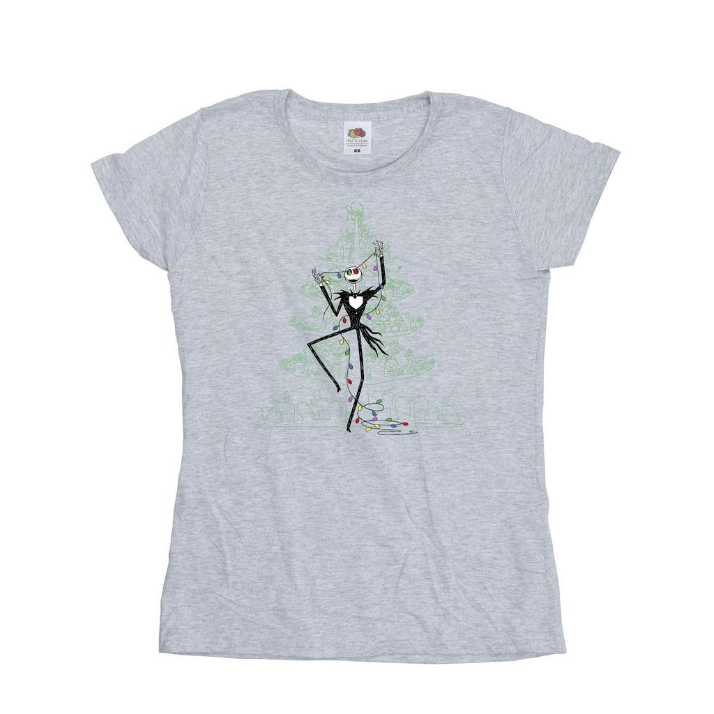 Disney Womens/Ladies The Nightmare Before Christmas Tree Green Cotton T-Shirt