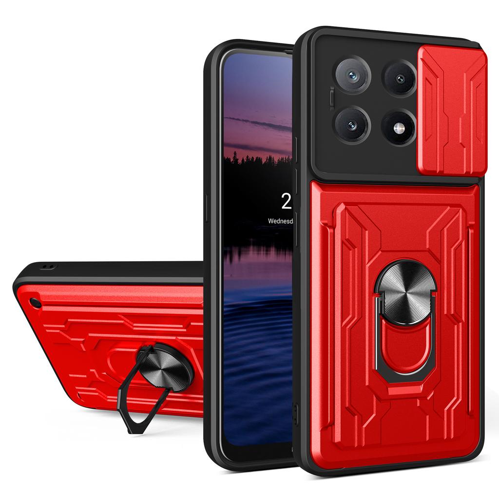 For Xiaomi Redmi K70E 5G/Poco X6 Pro 5G Case PC+TPU Kickstand Phone Back Cover with Camera Slider