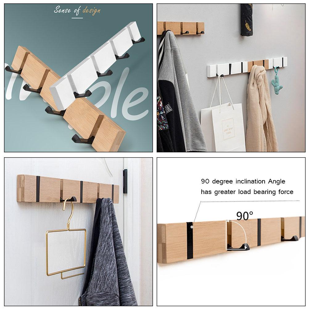Drewniany Haczyk na Ubrania Podwójny Sposób Montażu Składany Haczyk na Drzwi Ścianę