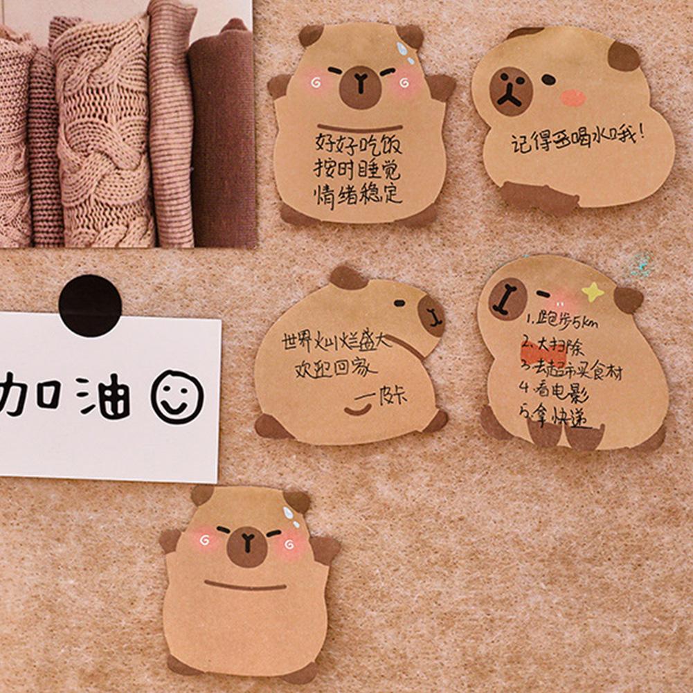 4PCS Creative Capybara Sticky Notes Kawaii Memo Pads Bookmark Stickers Office Study Supplies