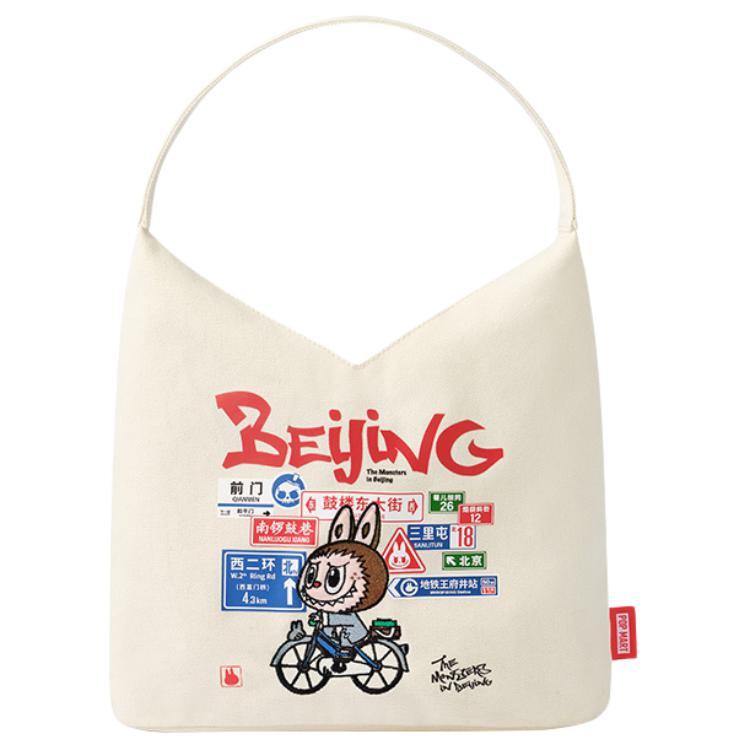 New POP MART Cotton Tote Bag, Shopping Bag, Handbag, Shoulder Bag Women's White PPMT-2504-021