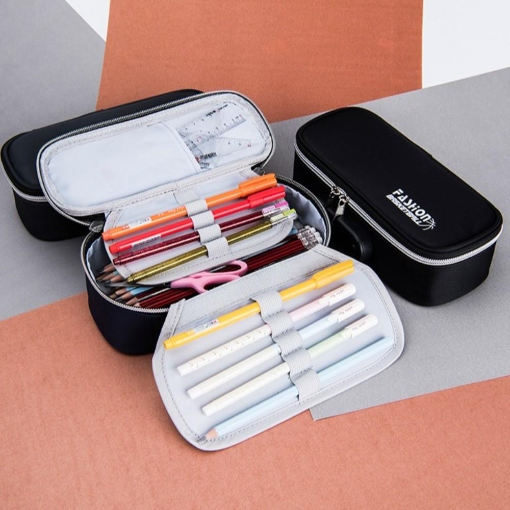 Canvas Password Lock Pen Box 4 Layers Portable Organizer Box Large-Capacity Pencil Case  Kids