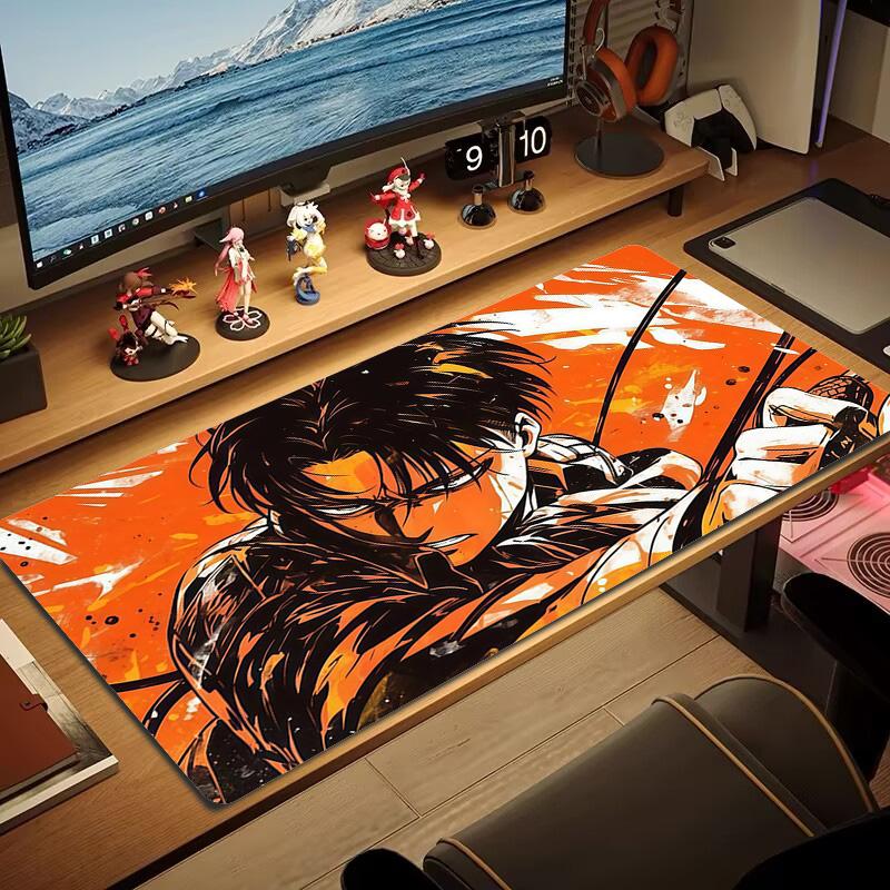 Levi Ackerman Print Cushion Non-slip Laptop Tablet Big Mousepad XXL Mat Mini PC Playmat With Lock edge