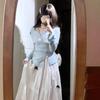 French Blue Long-Sleeve Spring Dress for Women 2025 - Small Sizes Available