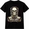 Tricou Craniu Rock N Roll Căști Chitară Motociclist Grafică Muzicală