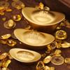 Pure Copper Treasure Bowl Ornament Solid Desktop Ornaments Simulation Gold Ingot  Living Room