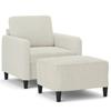 Cream Velvet Armchair with Footstool 60 cm