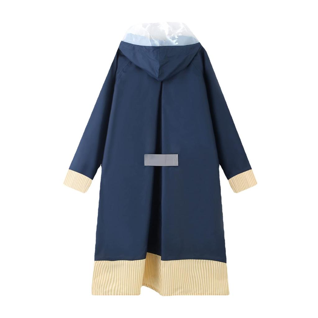 Langer Rucksack für Marine [YAMANMAN] Damen Regenmantel, Länge, Kompatibel, Pendeln, Schule, Fahrräder, Regenbekleidung,