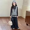Girls' Knitted Vest and Plaid Shirt Set - Spring/Autumn 2025 Fashionable Style