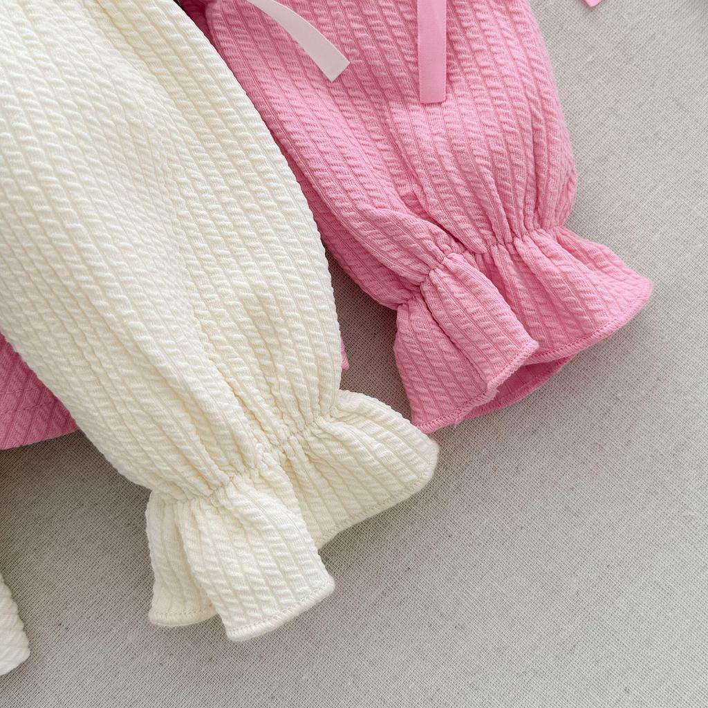 Koreanischer Stil Mädchen Anzug Langarm mit Schleife Rüsche Ausgestellte Hose - Kleinkinder und Kleine Kinder