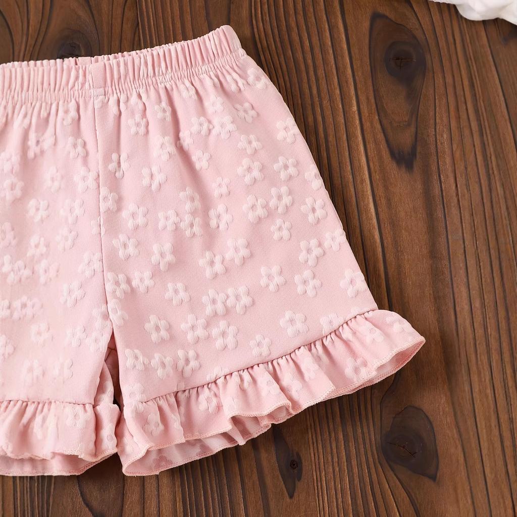 Girls' Fashionable Outfit - Summer Children's Simple and Cute Sleeveless Top and Shorts Set