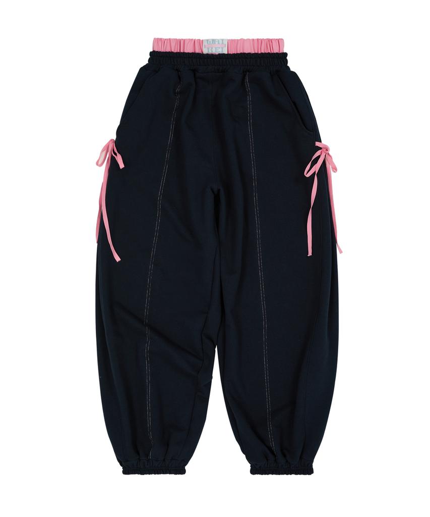 WAIKEI Double Elastic Ribbon Sweatpants Navy