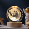 Crystal Ball With Wood Stand Laser Engraved 6CM Glass LED Crystal Ball Souvenir Gifts Home Decor Star Moon Night Light