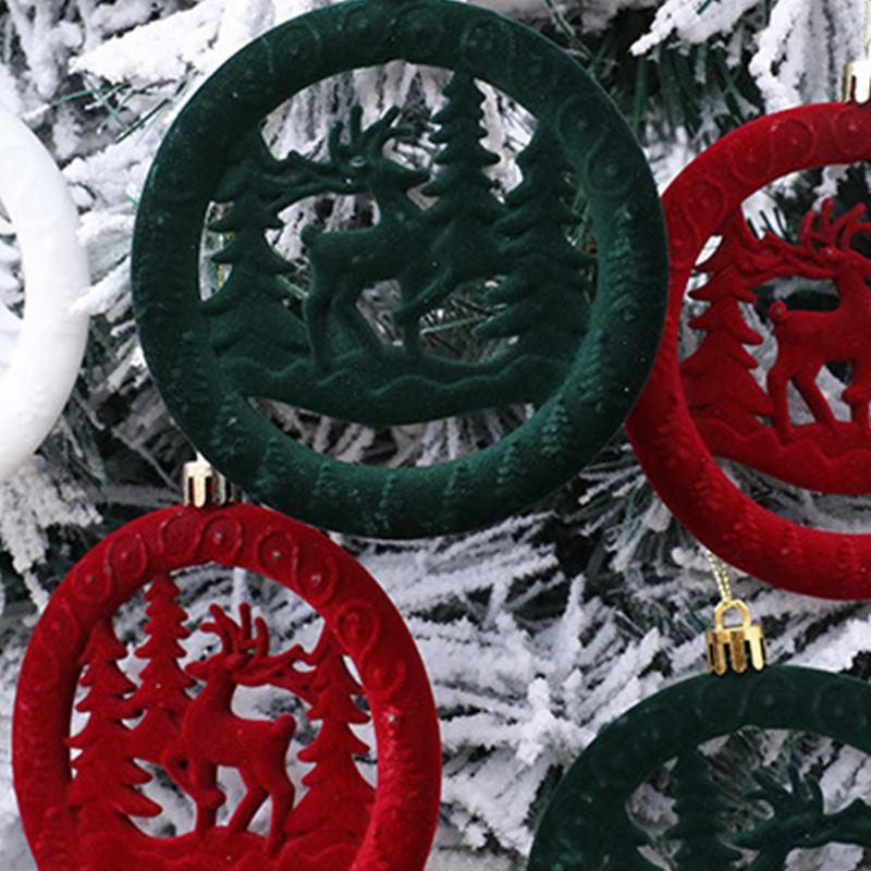3PCS/Pack Christmas Tree Colorful Round Gift Multi-element Christmas Flocking Atmosphere Ornament Decoration Pendant Party