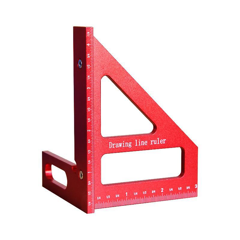 High-Precision Multifunctional Triangle Ruler, Thickened Square with 45° Angle, Stainless Steel & Aluminum Alloy for Woodworking & Decoration