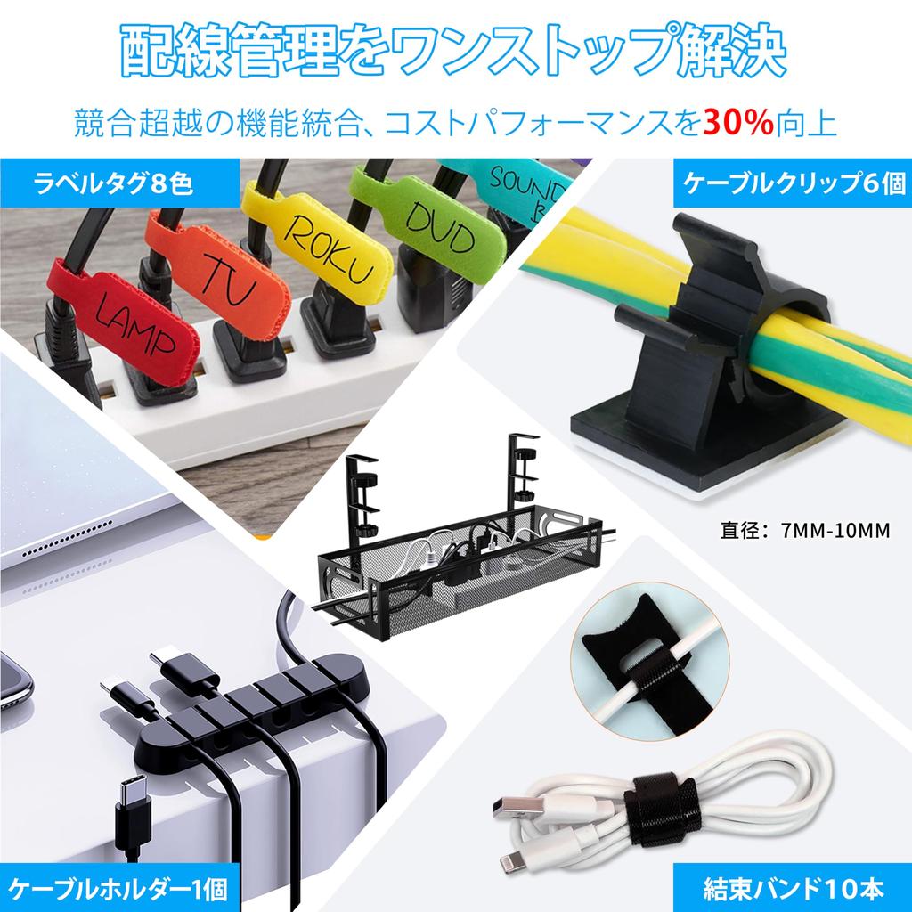 SONATURE Cable Tray, Under-Desk Storage, Cable Concealer, Fits 40cm Wide Tabletops (1-5cm Wide), Popular Edition, No Drilling Required, 7kg Load