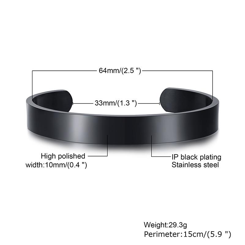 3-10MM Mansjettarmbånd for Menn Kvinner, Gull Kobber Svart Farge Rustfritt Stål Mansjettarmbånd, Klassiske Trendy Zirkon Gaver