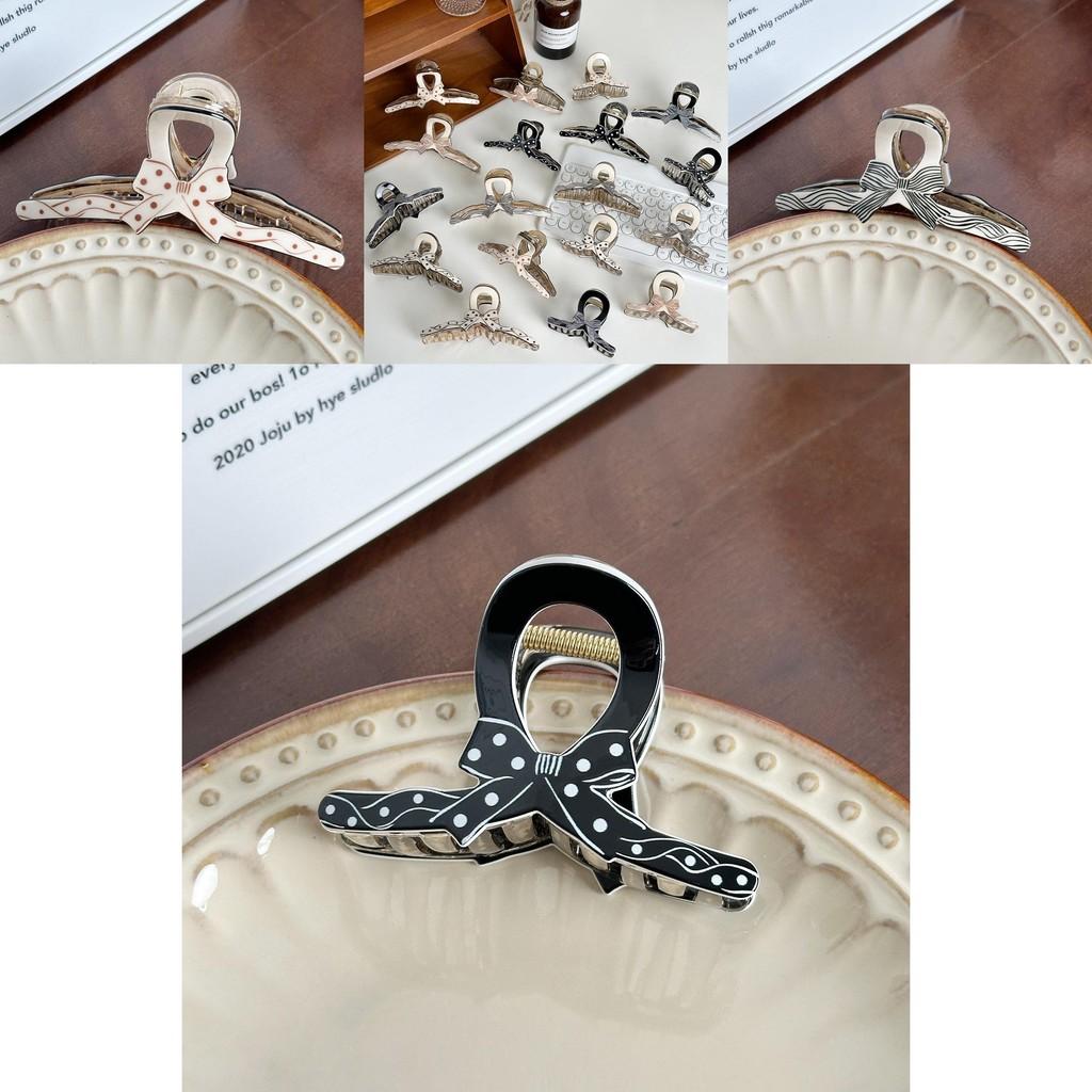 High-quality Hair Claw Clip With Polka Dots And Bow For Effortless Chic Hairstyles