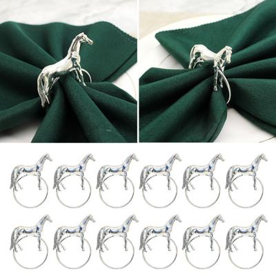 12Pcs Horse Napkin Rings Metal Standing Horse Napkin Buckles Reusable Decorative Napkin Holders for Wedding Birthday Home Dinner Parties