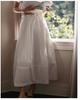 Women's White Pleated Midi Skirt - Minimalist A-line Style with Elastic Waist