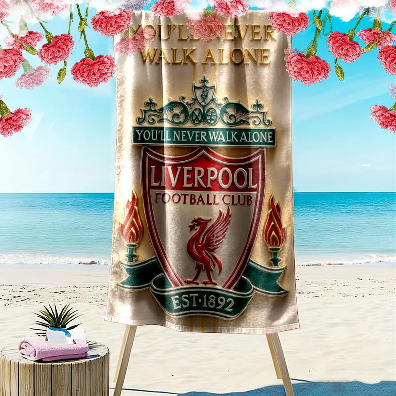 Liverpool FC Strandtuch, Großes Weiches Schnelltrocknendes Handtuch für Strand Camping Schwimmen 70cmx140cm(27x55inch) black