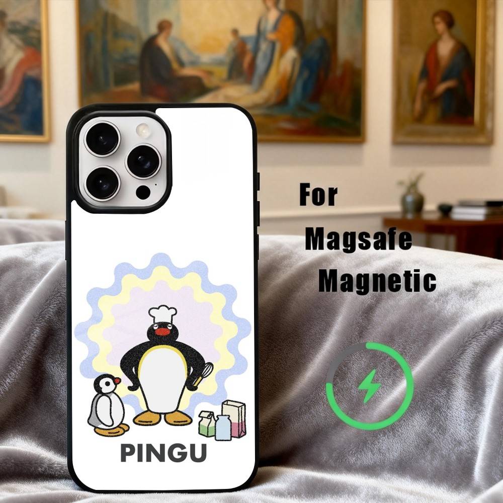 Cute P-Pingu-ES Penguin Phone Case For iPhone17,16,15,14,13,12,11 Plus,Pro Max Magnetic For Magsafe Wireless Charging