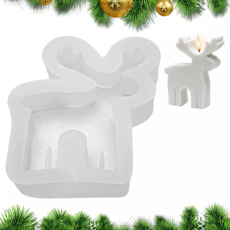 Christmas Silicone Mold Set for Baking DIY Elk Christmas Tree Gingerbread Man Shapes Non-Stick Reusable Molds for Cake Soap