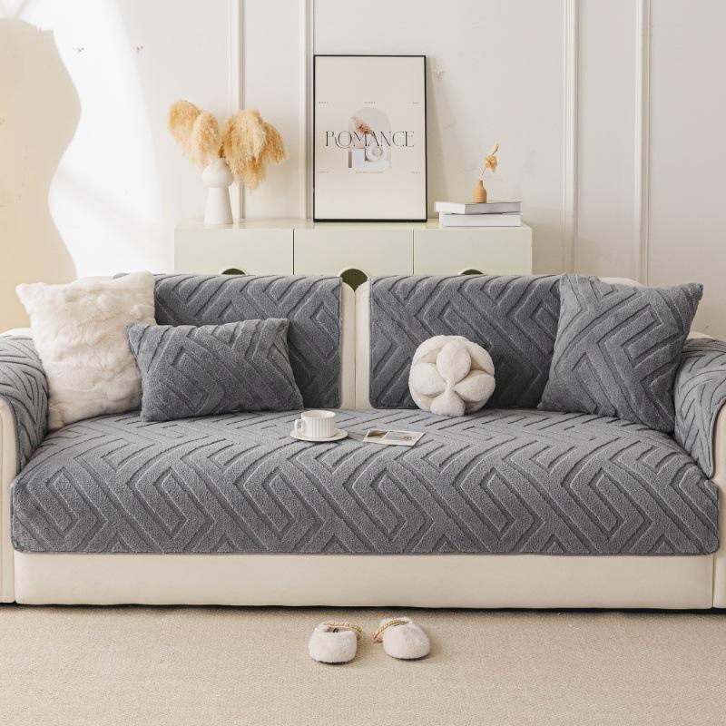 

Термофлис чехол на диван для гостиной Жаккардовый плед на диван Нескользящий, устойчивый к царапинам Мягкая диванная подушка 70x70cm 1pcs серый