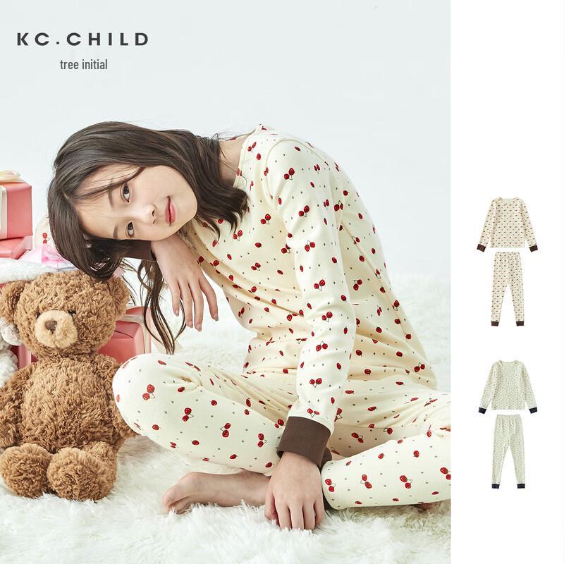 KeChu Girls  Strawberry & Alphabet Print Warm Underwear Set 140