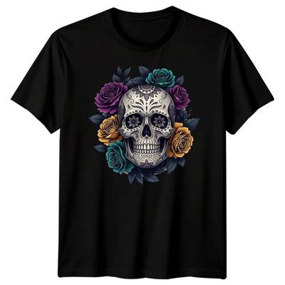 Sugar Skull Day Of The Dead Culture Mens T-Shirt Womens Tee Floral Graphic