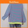 T-shirt a righe casual primaverile con patchwork per l'uso quotidiano
