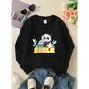 European Sizes Kids' Crewneck Sweatshirt - Cute Panda Holding Bamboo Rayon Rayon Smile , Sportswear And Casual Wear, Soft And Comfortable