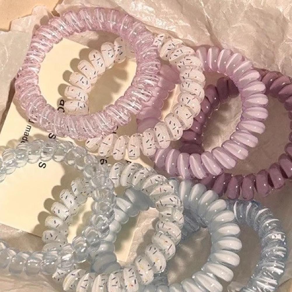 6pcs/set Gradient Telephone Wire Hair Tie Seamless Versatile Translucent Rubber Band Headwear Hair Accessories for Women