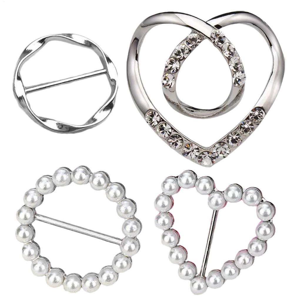 4pcs Multipurpose Shirt Ring Belt Buckle Belt and Scarf Adjuster Slim Belt Fashion Accessories Scarf Buckle