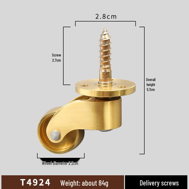 Brass Caster Wheels with Silent Bearings for Furniture and Pianos - Heavy-Duty Swivel Design