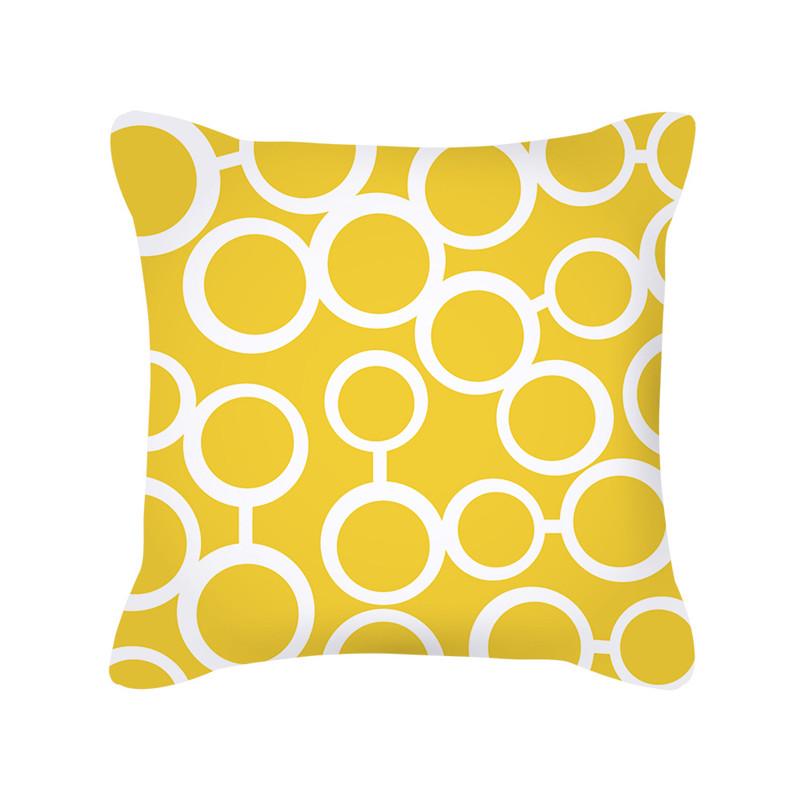 Yellow Geometric Stripe Sofa Cushion Cover Flower Pattern Decorative Throw Pillow  Nordic Style Home