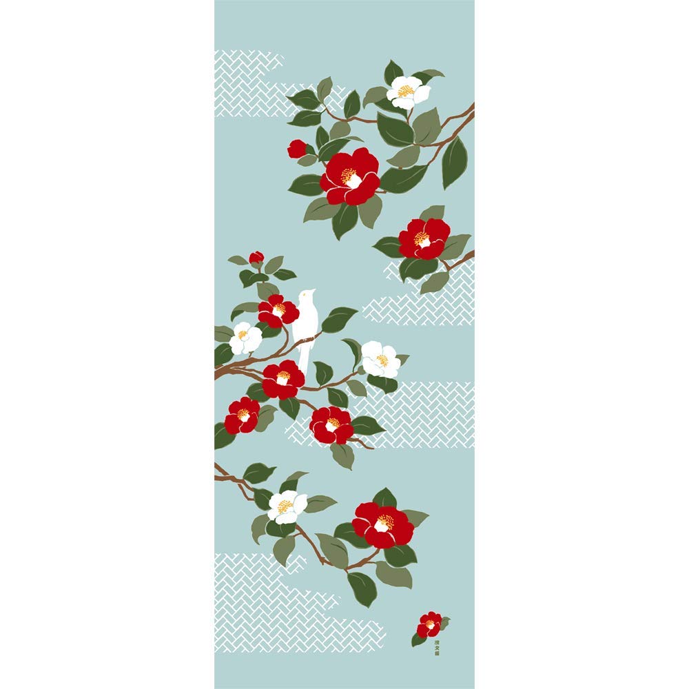 

Картина с узором Hama Tenugui Memories Camellia Eme Blue
