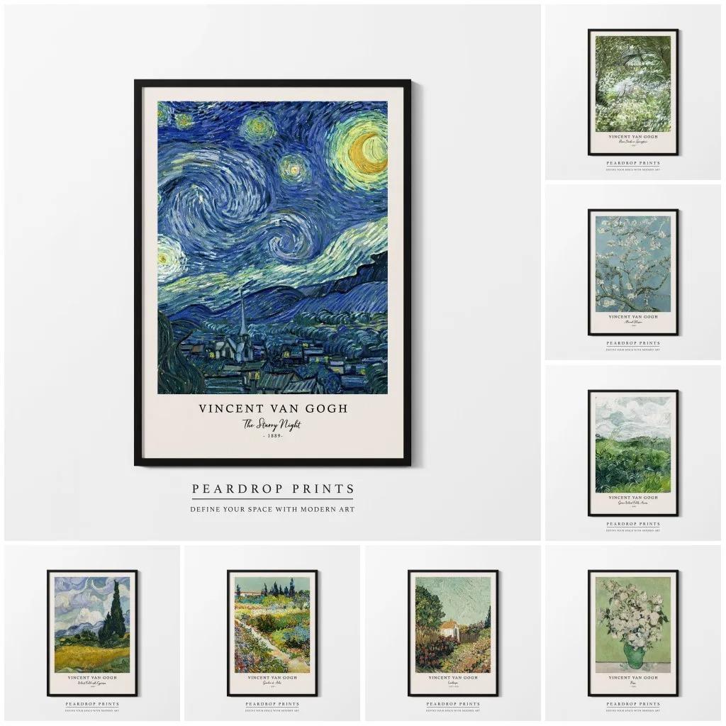 Vincent Van Gogh Yazıları Baskıları ve Posterleri Harika Eser Yıldızlı Gece Tuval Boyama Oturma Odası Duvar Sanatı için Dekorasyonlar