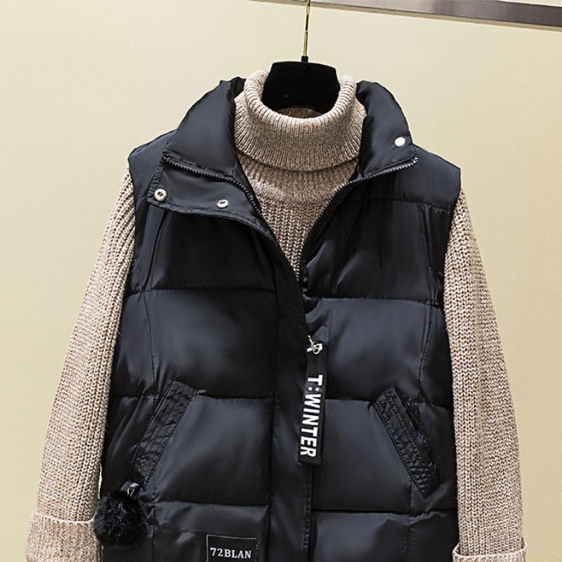 

Жилет женский короткий корейский осенне-зимний женский жилет майка женское пальто 3XL чёрный