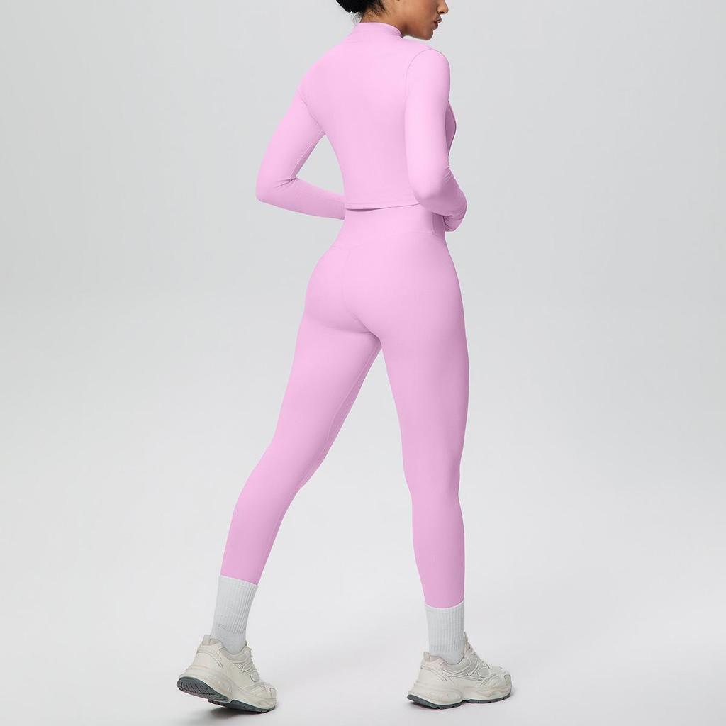 Three-Piece Yoga Set: Cross-Back Sports Tank, Zipper Jacket, High-Waisted Butt Lifting Leggings