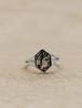 Natural Moss Agate Hexagon Ring, Sterling Silver Engagement Wedding Band