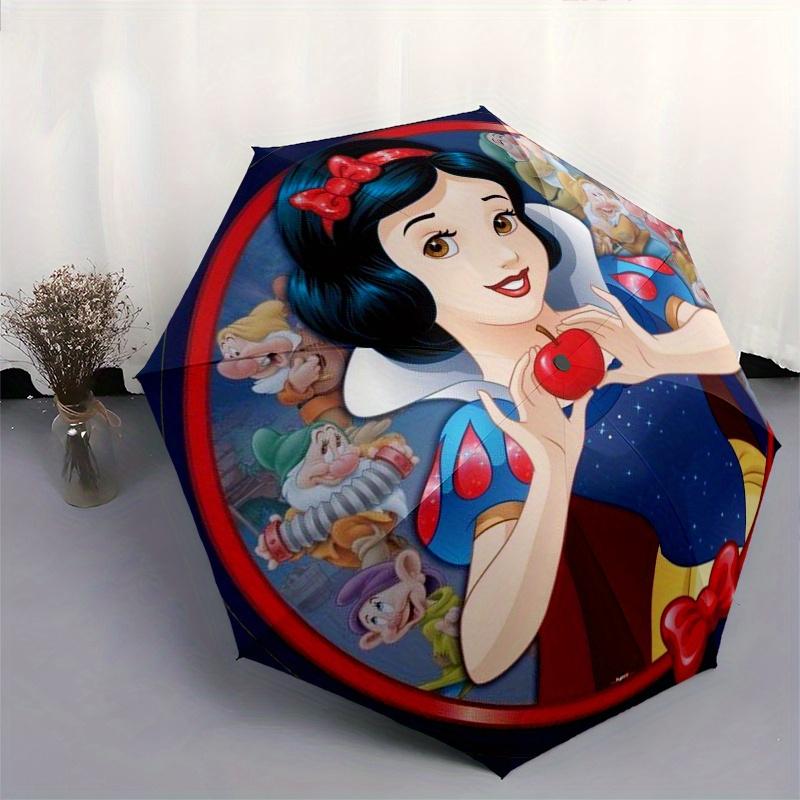 Snow White,Apple Themed Automatic Opening and Closing Folding Umbrella, Reinforced 8 Ribs, Compact Travel Design, Fashionable Folding Umbrel