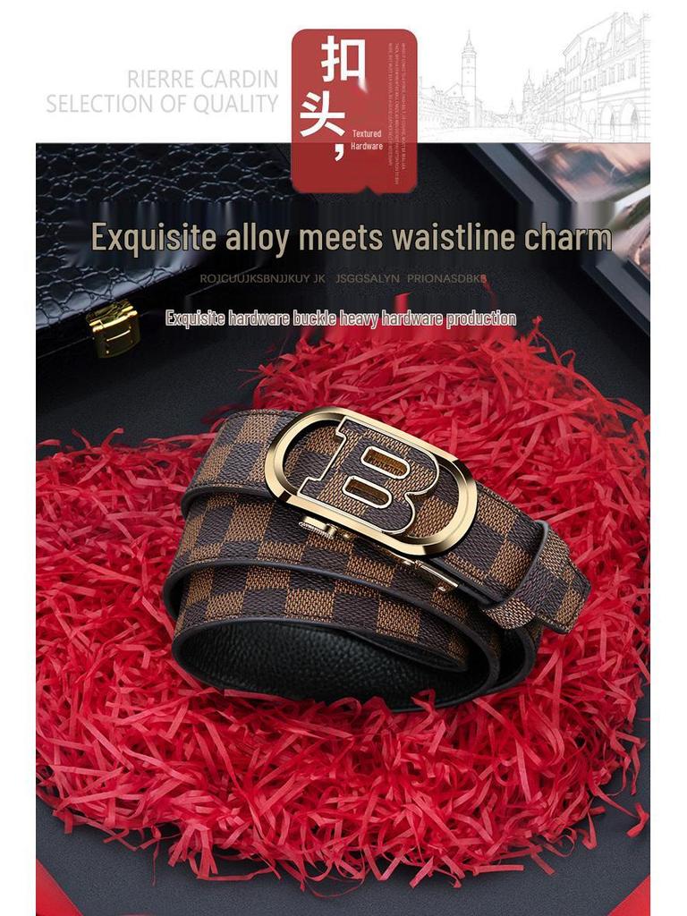 Cinturón de Cuero con Hebilla Automática Paul Counter para Hombre - Estilo de Moda Versátil.