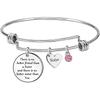 Fashion Pink Crystal Heart Sister Charm Bracelet Adjustable Stainless Steel Wire Bangle Friendship Jewelry
