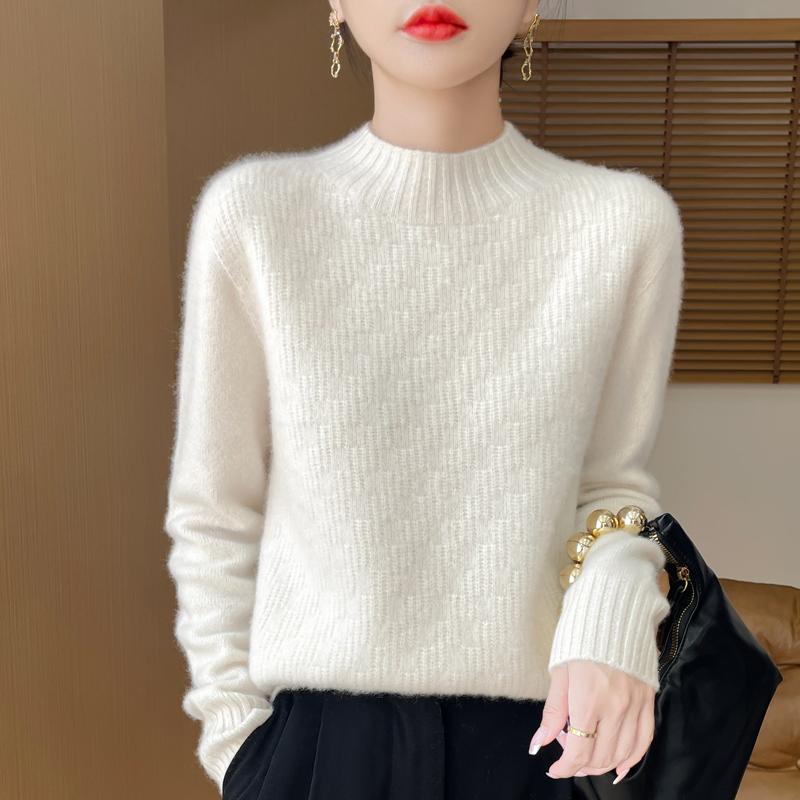 Women's Cashmere Sweater Qinghe Cashmere 30% Cashmere 70% Wool Women's Autumn and Winter Thick Cashmere Pullover Soft and Warm