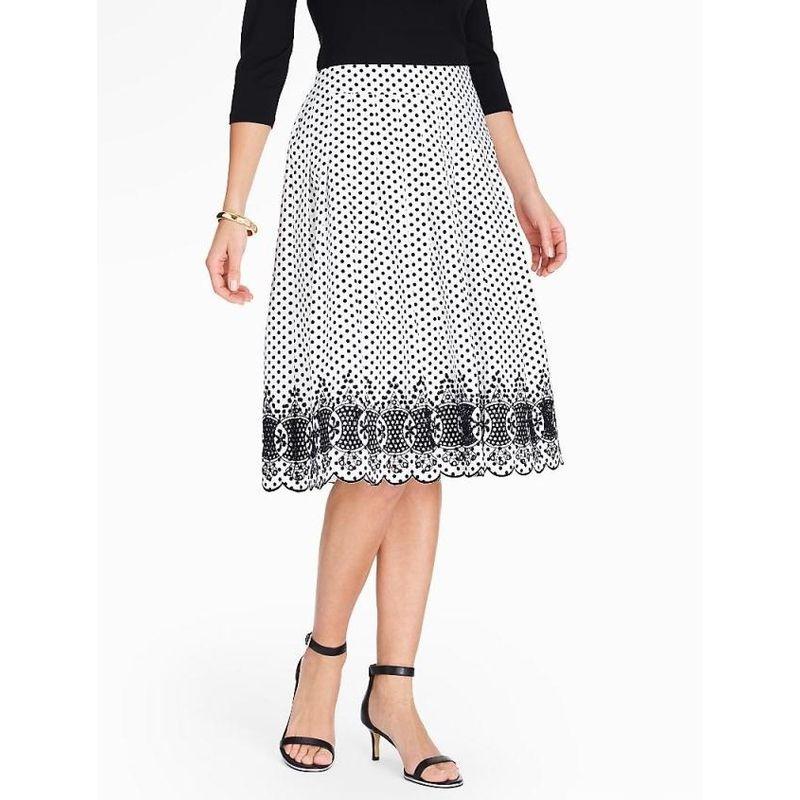 

Woven Cotton Cloth Scallop Polka Dot Midi Skirt Fashion Embroidered Black and white polka dot 6