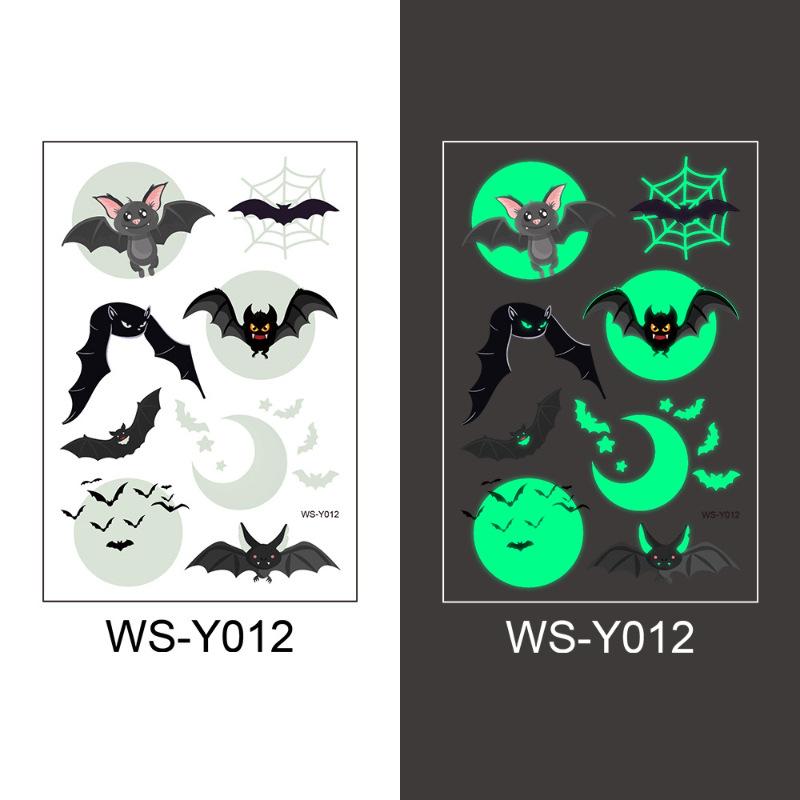 New Halloween Children's Night Light Tattoo Stickers Cartoon Cross Border Bat Party Festival Green 3D