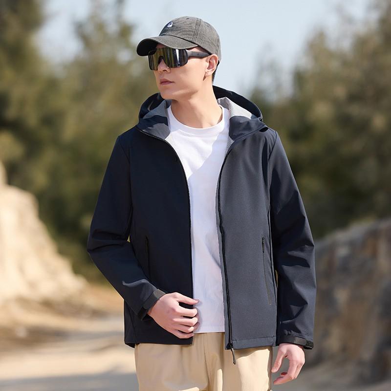 Unisex Waterproof Windproof Hiking Jacket With Hood Breathable Quick-Dry Outdoor Sport Coat Running Climbing