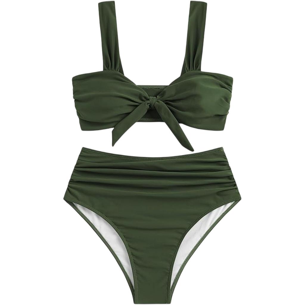 Women's Sexy Wide Strap Bandeau Split Bikini Swimsuit